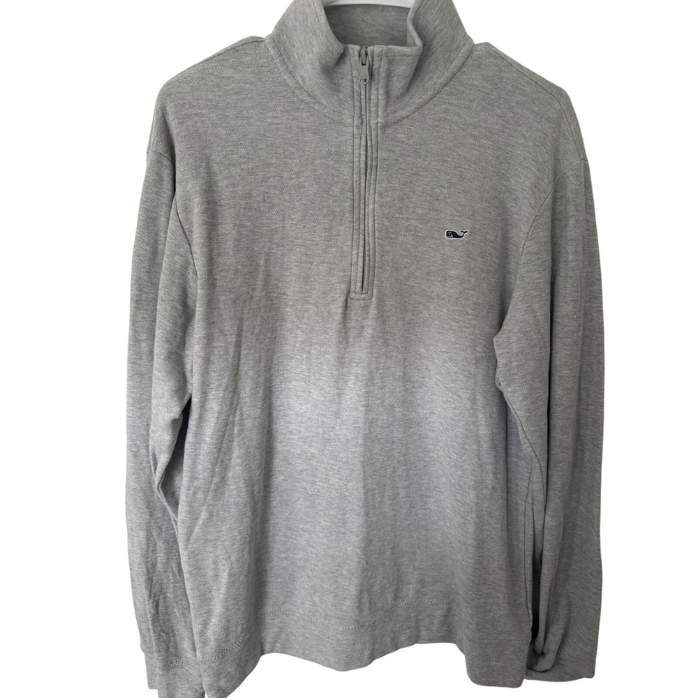 Vineyard Vines Mens Quarter Zip Pullover‎ Sweater Gray Whale Logo Size M